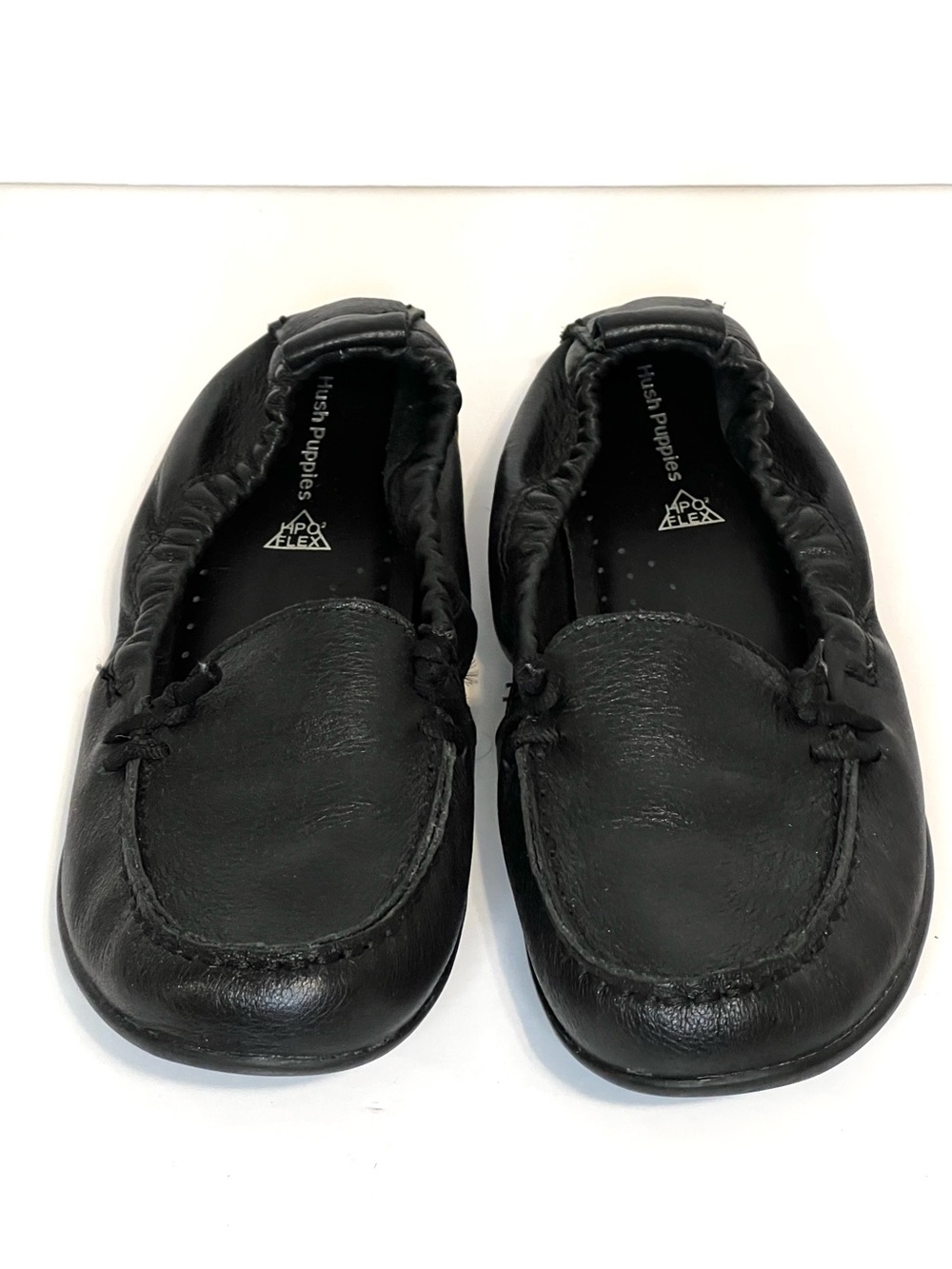 HUSH PUPPIES Black Leather LOAFER Shoes WOMEN'S Size 8.5 M Stretch HPO Flex